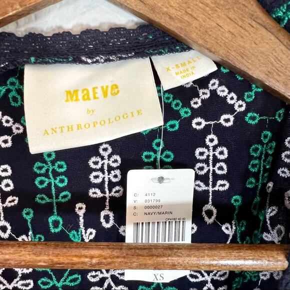 Maeve by Anthropologie sleeveless navy and green eyelet lace blouse - Picture 5 of 8